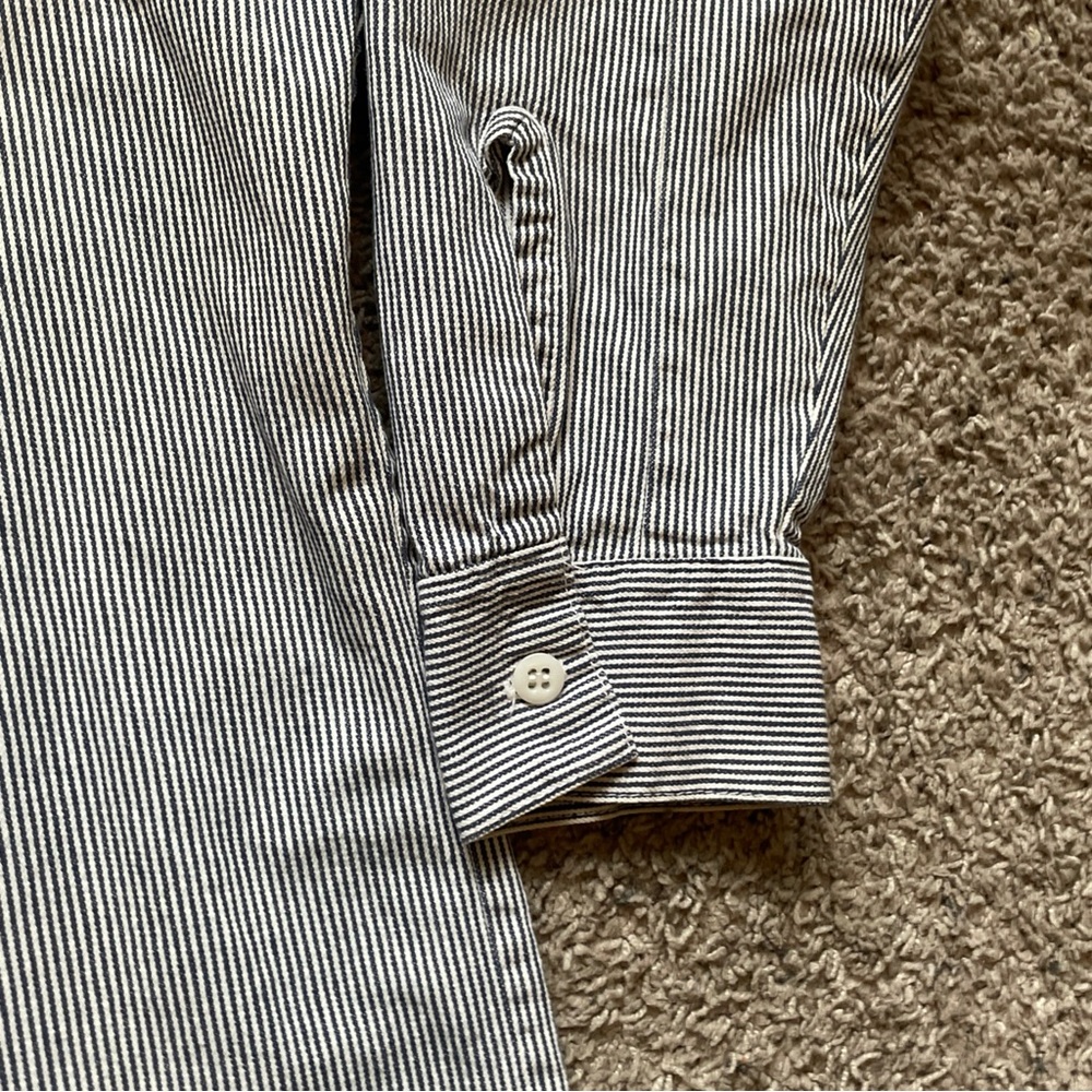 Vintage Ben Davis Hickory Stripe Work Shirt Long Sleeve 1/2 Zip Up Sz Large USA - Picture 8 of 16